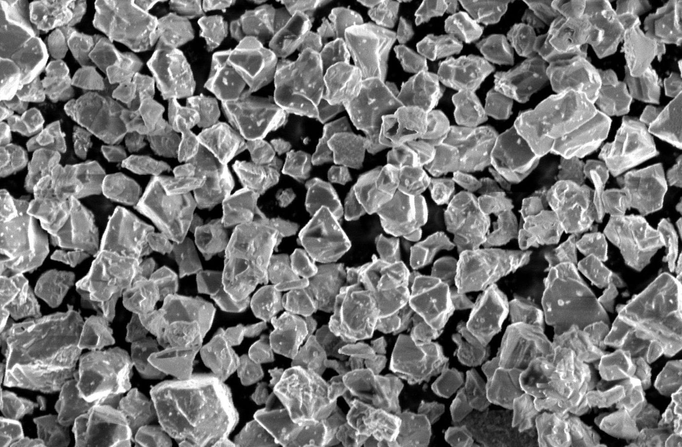 SEM image of single-crystal NCM cathode particles